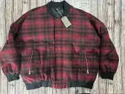 AllSaints Stan Wool Blend Bomber Jacket Color Check Red Black sz XL NWT MSPR 499