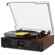Record Player with Speakers 3 Speed Bluetooth USB Recording FM Radio Vintage ...