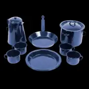 Campfire 11-Piece Enamel Cookware Set Camping Travel Caravan Cookware 4x8cm mugs