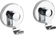 WENKO Vacuum-Loc® iRun Hook Set, Set of 2 Wall Hooks, Towel Hooks for Kitchen, Bathroom & The Entire Household, Attachment No Drilling, Hanging for Bathroom Towels, Scarves & Towels, Each 6 x 7 x 5