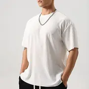 Men's T Shirt Tee Short Sleeve Shirt Tee Top Short Sleeve Crew Neck Summer Plain Fashion Designer Basic Jacquard Vacation Street Going out Black White Dark Gre