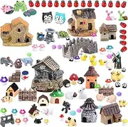 Homlone 105 Miniature Fairy Garden Accessories, Fairy Garden Kit, Fairy Garden Animals, Miniature Figurines, Micro Landscape Ornaments Kit, Garden DIY Kit for Dollhouse Decoration Plant House Decor