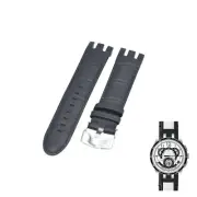 21mm Black Leather Watch Strap For Swatch Irony Retrograde YRS407