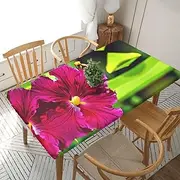 5 Foot Rectangle Elastic Fitted Tablecloth, Waterproof Edged Great for Picnic Party Outdoor Patio,Hibiscus Flower