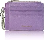 [Prometheism] Small Wallet for Women RFID Card Holder ID Case Wallet with key chain Wristlet Keychain with Coin Purse, B-purple, Small Wallet