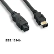 Kentek 3ft IEEE-1394b 9 Pin to 6 Pin Firewire Cable 400Mbps iLINK DV PC Black
