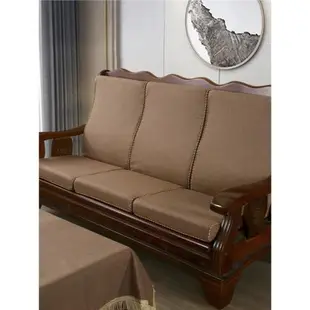 老式沙發坐墊帶靠背加厚硬海綿棉麻靠墊椅墊座墊實木紅木墊子四季