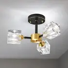 Modern Crystal Chandelier Led Sputnik Chandeliers 3 Lights Brass Crystal Ceiling