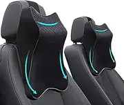 Car Seat Headrest Neck Rest Cushion - Ergonomic Car Neck Pillow Durable 100% Pure Memory Foam Carseat Neck Support - Comfty Car Seat Back Pillows for Neck/Back Pain Relief (Black 2pcs)