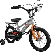 Kids Bike, 14 Inches Toddler Balance Bike with Light Up Training Wheels, Adjustable Seat, Brake & Pedals, Carbon Steel Frame Toddler Bike, Ride On Toy for Boys Girls Ages 3‑7