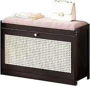 2-Tier Shoe Storage Bench, Wood Entryway Shoe Racks with Mesh Doors, Shoe Shelf Storage Cabinet for Hallway Front Door Doorway Living Room Mudroom