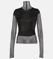 [Sportmax] Sportmax Valdai embellished fishnet crop top UK 6 black