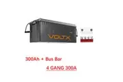 VoltX 12V 300Ah Lithium Battery + Bus Bar M8 Power Distribution Terminal Block (4 GANG 300A Red)