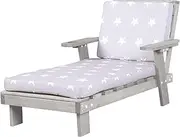 roba Garden Lounger for Children - Wooden Sun Lounger with Cup Holder - Suitable for Toddlers from 18 Months - Includes Cushion in Little Stars Design - Gray