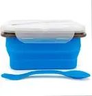 Small Silicone Collapsible Snacks Container with lid and 2 in 1 Spoon & Fork