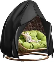 HARPRA 230 x 200cm Double Egg Chair Covers Patio 420D Cover Waterproof Hanging Heavy Duty Egg Chair Cover Oxford Fabric Windproof Anti-UV Rattan Swing Chair Cover (Black)