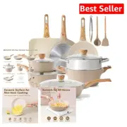 Smart Cooking with 20-Piece Ceramic Nonstick Cookware Set - Includes Utensils
