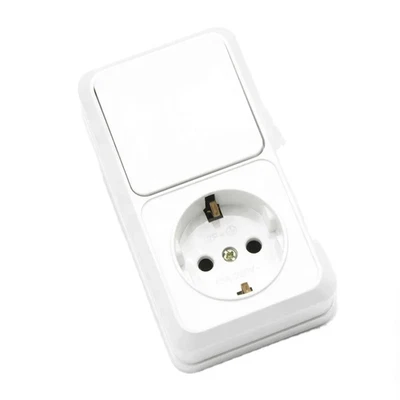 1Pcs Vertical Model Surface Type Wall Switch with Schuko Socket European Wall Sw