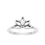 Sterling Silver Lotus Flower Adjustable Toe Ring