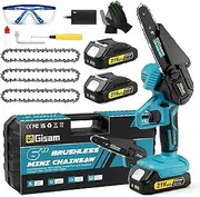 Mini Chainsaw Cordless, 6 Inch Electric Chainsaw Small Handheld Battery Powered Chain Saw for Tree Branches Pruning and Gardening, Courtyard & Household Gifts for Men Dad Husband Women