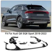 For Audi Q8 SQ8 2019-2022 Black Rear Bumper Diffuser Lip Strip W/Exhaust Tips (for: Audi)