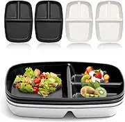 YUESHENGHAO Adult Divider (10.6 inches) Unbreakable Wheat Meal Control Plate (3 compartments) Weight Loss Plate, Reusable Divider Lunch Plate Free of Bisphenol A, Dishwasher and Microwave Safe