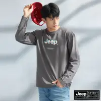 在飛比找momo購物網優惠-【JEEP】男裝 品牌文字LOGO厚磅長袖T恤(灰色)