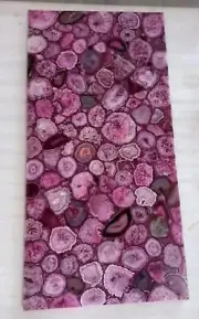 Pink Agate Stone Center Sofa Dining Table Tops, Agate Gemstone Counter Desk Deco