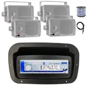Dual Marine Radio,Spa Bezel,Adapter,Antenna,Wire, 4x 3.5'' 200W Speaker (Silver)