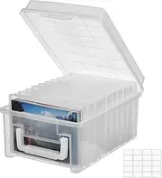 [VITEVER] Photo Storage Box 5x7 Photo Case, 10 Inner Photo Keeper, Clear Photo Boxes Storage, Seed Organiser Craft Storage Box for Cards Pictures Stamps Office Supplies with 1 Sheet Label Sticker