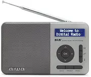 Aiwa RD-40DAB/SL: Portable Digital Radio (Dab/Dab+/FM, Built-in Speaker, 100 Station Memory, dot Matrix Display, Headphone Jack, Dual Alarm, Rechargeable Battery). Colour: Silver.