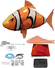 Remote Control Shark Toys Flying Shark Toy Remote Control Flying Shark RC Flying Shark Balloon Adorable and Engaging Inflated Fish Toy with Remote Control (orange clownfish)