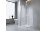120x80cm Corner Frameless Shower Screen with White Channel and SS Hinges