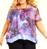 TS TAKING SHAPE plus sz S-M / 18 Spot Chiffon Luxe Layered Top light NWT rrp$140