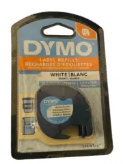 DYMO #91331 LetraTag White Plastic Label Refill Tape Cassette 1/2" x 13ft