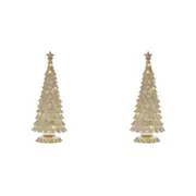2x Gibson Gifts LED Xmas Tree Large Home/Living Room Display Decor 41x16cm Gold
