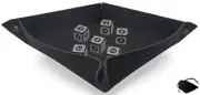 (6) 16mm Numbers 1-6 Design Black White Dice w/Pouch + Rolling Tray Felt Mat New