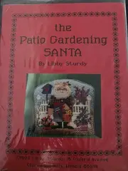 Libby Sturdy Patio Gardening Santa Needlepoint Canvas & Guide
