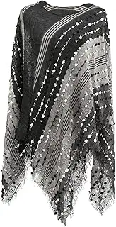 [Demdaco] Textured Black One Size Fits Most Acrylic and Polyester Fabric Poncho Shawl