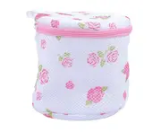 1 Pc Underwear Bra Laundry Bag Mesh Net Wash Basket Washing Storage Zipper Bag-Pink+white 15*13cm