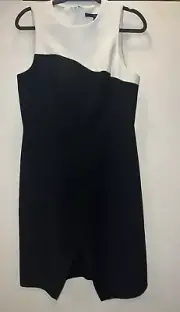 Tibi Anson Seamed stretch dress black white size 10 RARE!!