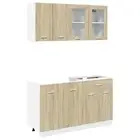 Kitchen Cabinet Set 4 Piece Chipboard Storage Cupboard Multi Colours vidaXL