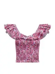 DECJUBA Monisha Shirred Top Size 14 Dahlia Ditsy, New wth tags