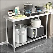 Kitchen Bench Double Level Stainless Steel Kitchen Workbench,Commercial Prep Table with Open Storage Shelf & Adjustable Legs, for Food Preparation & Cooking(90 * 40 * 80Cm)