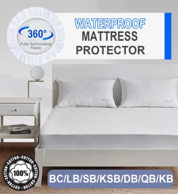Mattress Protector Bed 100%Waterproof 100% Cotton BabyCot /Single/ King /KS