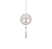 Rose Gold Spinner Spiral Crystal Charm Hanging Tree Wind Chime Home Decor - B
