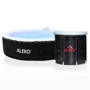 ALEKO Black Round Inflatable Hot Tub Spa 6 Prs and 1 Prs Cold Ice Plunge Tub