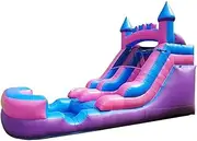 Inflatable Water Slides for Kids - Backyard Inflatable Water Slides with Splash Pool - Pink Princess Slide with Water Pool - No Blower - 21' x 9' - 12' Tall Slide