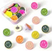 24 Smiley Face Decorative Push Pins, Cute Bulletin Board Push Pins, Thumbtacks f
