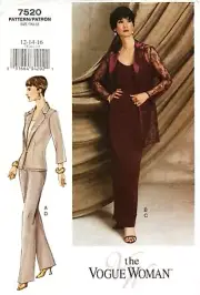 Vogue Woman Misses' Jacket, Camisole, Skirt & Pants Patterns 7520 Szes 12-14-16